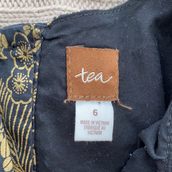 Tea Collection black and gold print dress sz 6 - Picture 3 of 6